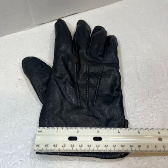 Men's Black Soft Leather Cashmere Lined Winter Gloves Size: Large VGUC - Picture 14 of 15